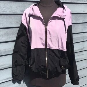 Forever 21 Black and Purple Bomber Jacket